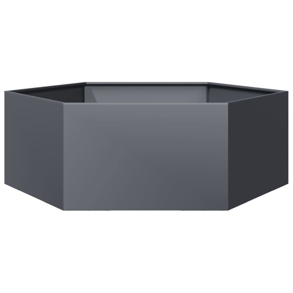 Jardinière d'extérieur anthracite hexagone 138x120x45 cm acier