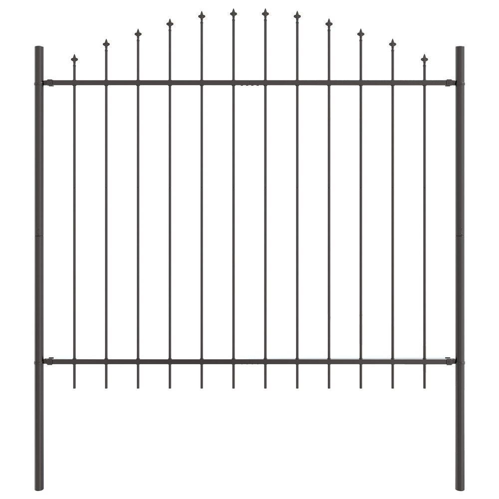 Clôture de jardin avec sommet en arc gris 1,7x1,5 m en acier