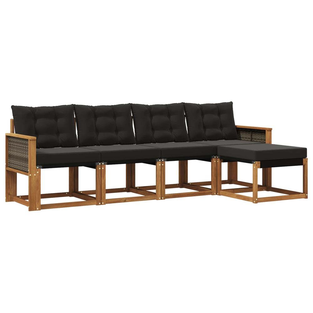 Ensemble de canapés d'extérieur 5 pc naturel et noir
