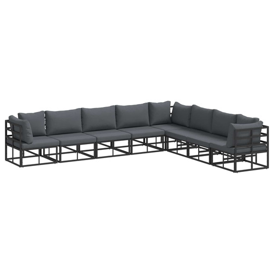 Ensemble de canapé de jardin avec coussin 8 pcs noir aluminium
