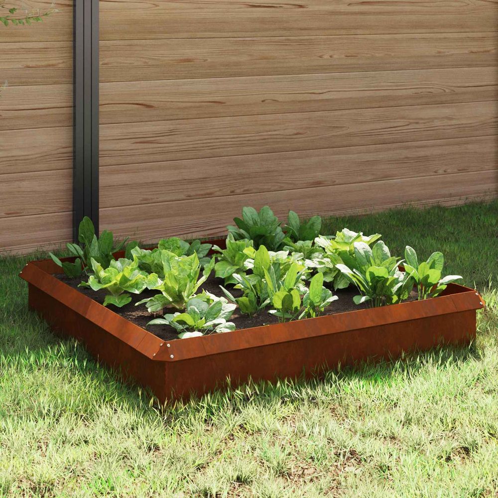 Clôture anti-limaces acier corten jardin protection potager 100x25cm rouillé 8pcs