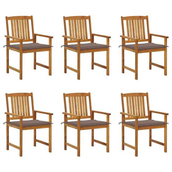 Chaises de jardin avec coussins lot de 6 bois d'acacia massif