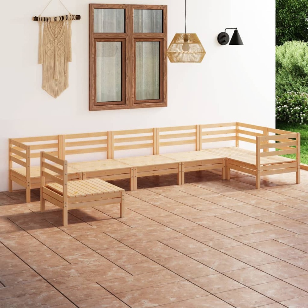 Salon de jardin 7 pcs bois de pin massif