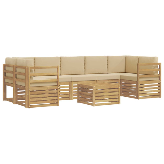 Ensemble de canapés d'extérieur 8 pcs blanc et beige polyester