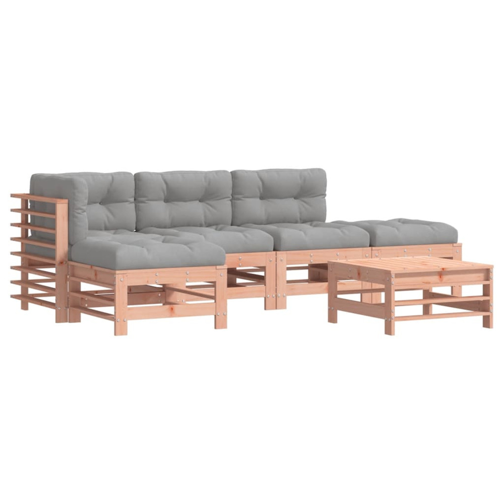 Salon de jardin 6 pcs avec coussins bois massif douglas