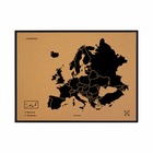 Carte en liège - woody map natural europe / noir / 90x60 cm / cadre noir
