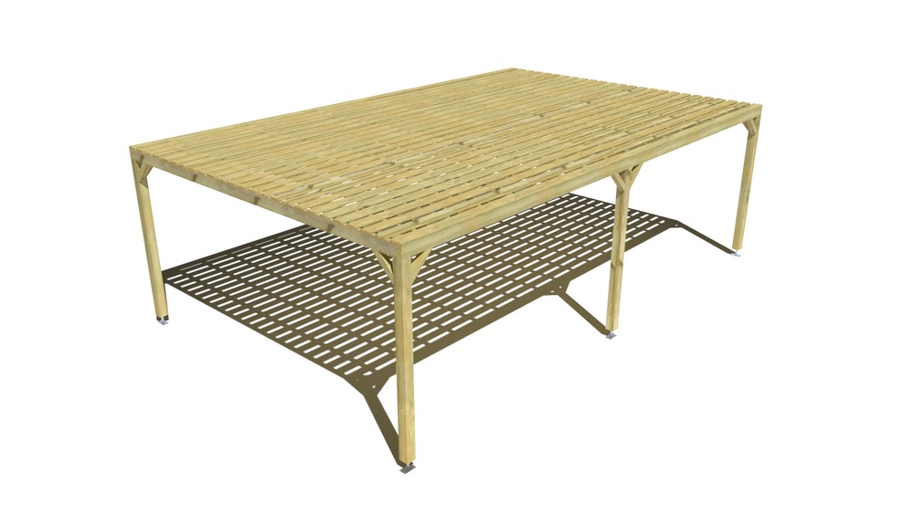 Pergola bois • 8m x 5m • indépendante • sens profondeur • platelage bois • livraison comprise