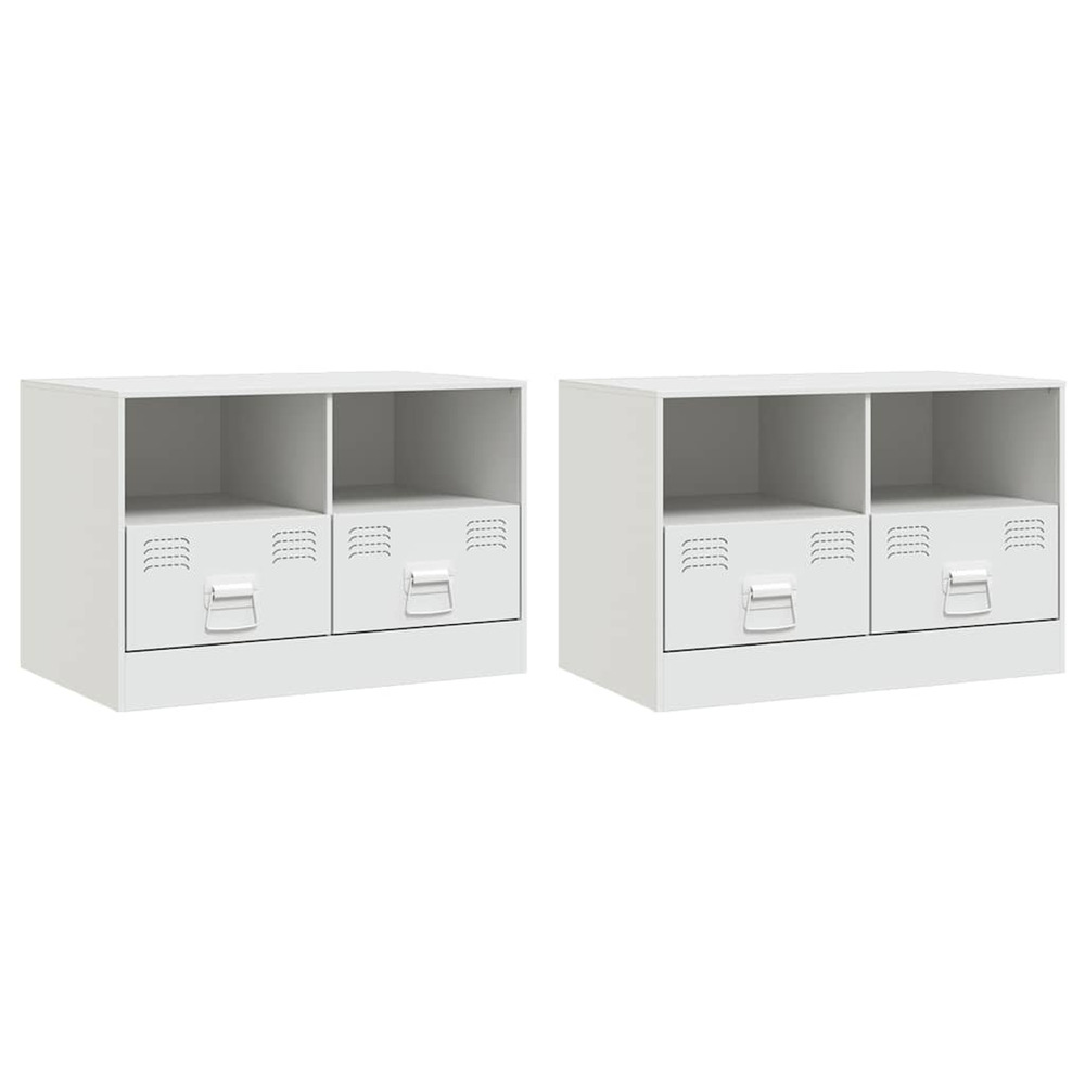 Meubles tv 2 pcs blanc 67x39x44 cm acier