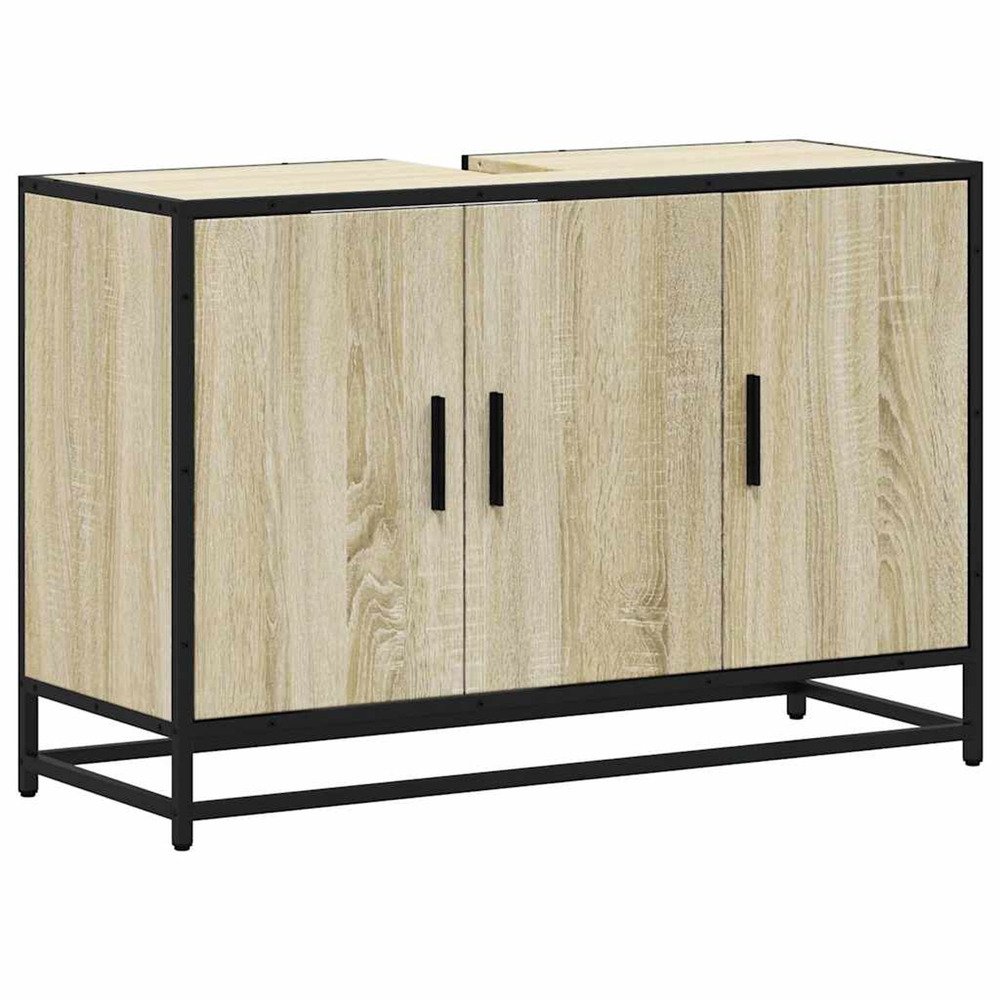 Meuble de salle de bain avec lavabo chêne sonoma 90 x 33 x 60 cm bois d'ingénierie