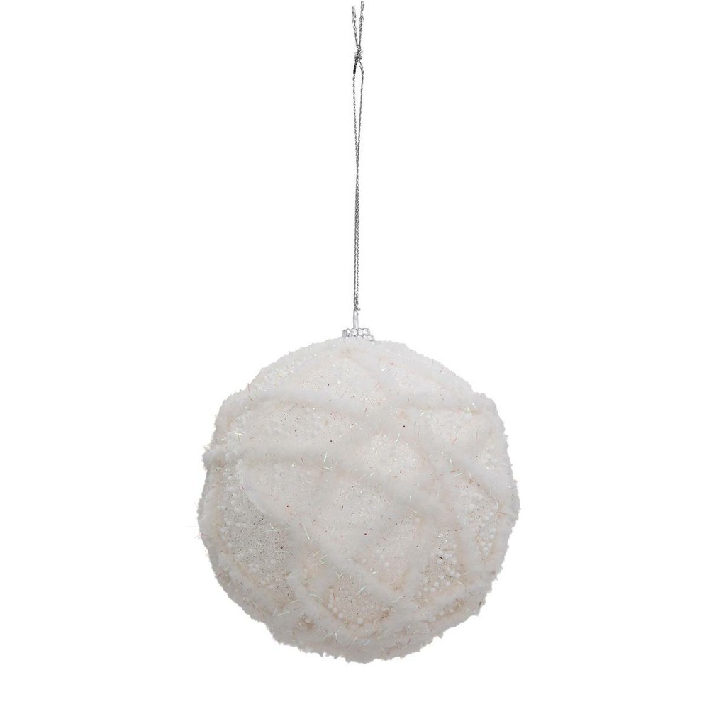 Boule de noël pelote irisée 10cm en polyfoam