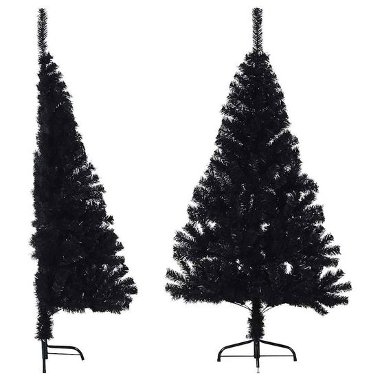 Demi sapin de noël mural en pvc design moderne pour fête noir 150 cm