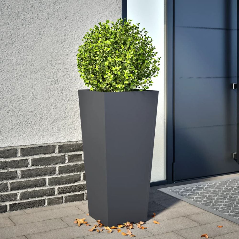 Jardinière haute carrée en acier pour jardin terrasse balcon anthracite 75 cm