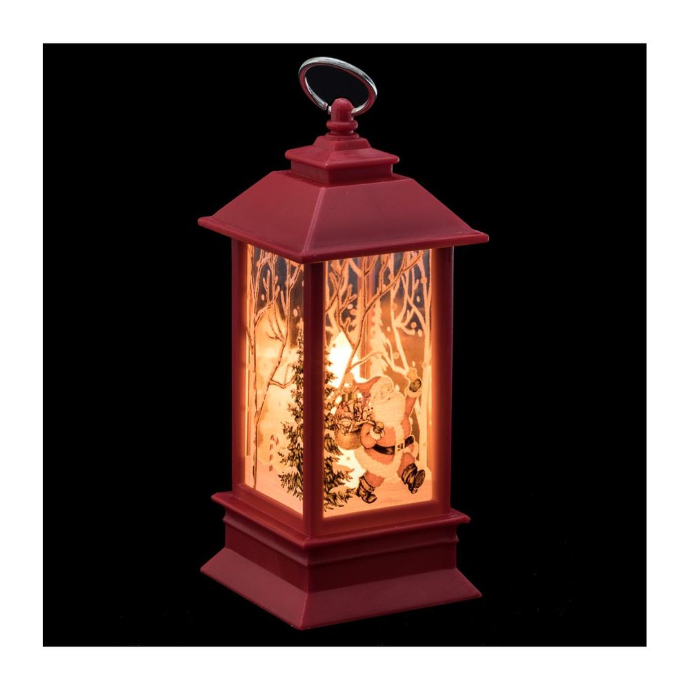 Décoration de noël lumineuse mini lanterne rouge h 13 cm