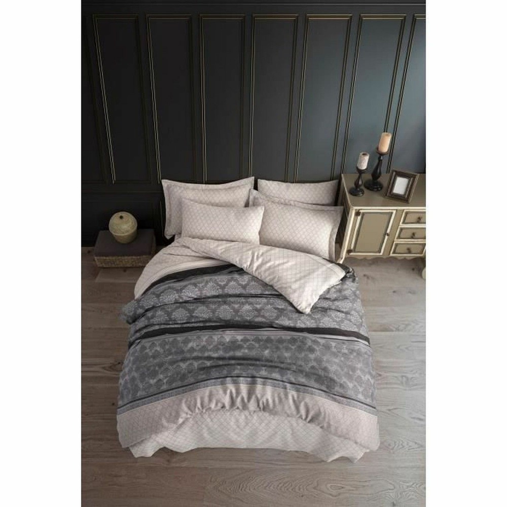 Parure de lit - housse de couette 220 x 240 + 2 taies d'oreiller 60 x 60, 65% coton- gris