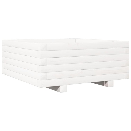 Jardinière bac lit surélevé plantes fleurs terrasse jardin 60 x 60 x 26,5 cm bois de pin massif blanc