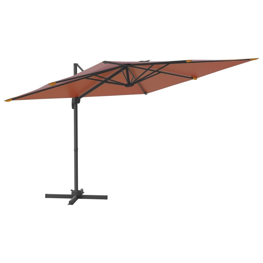 Parasol meuble de jardin déporté avec mât en aluminium 300 x 300 cm orange