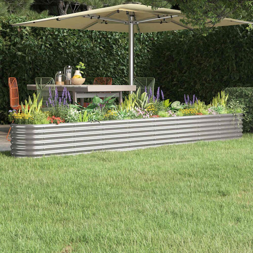 Jardinière surélevée acier potager jardin balcon argenté 332x40x36 cm