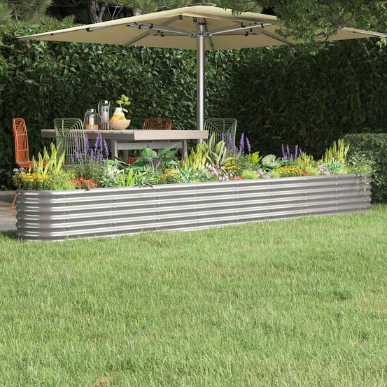 Jardinière surélevée acier potager jardin balcon argenté 332x40x36 cm