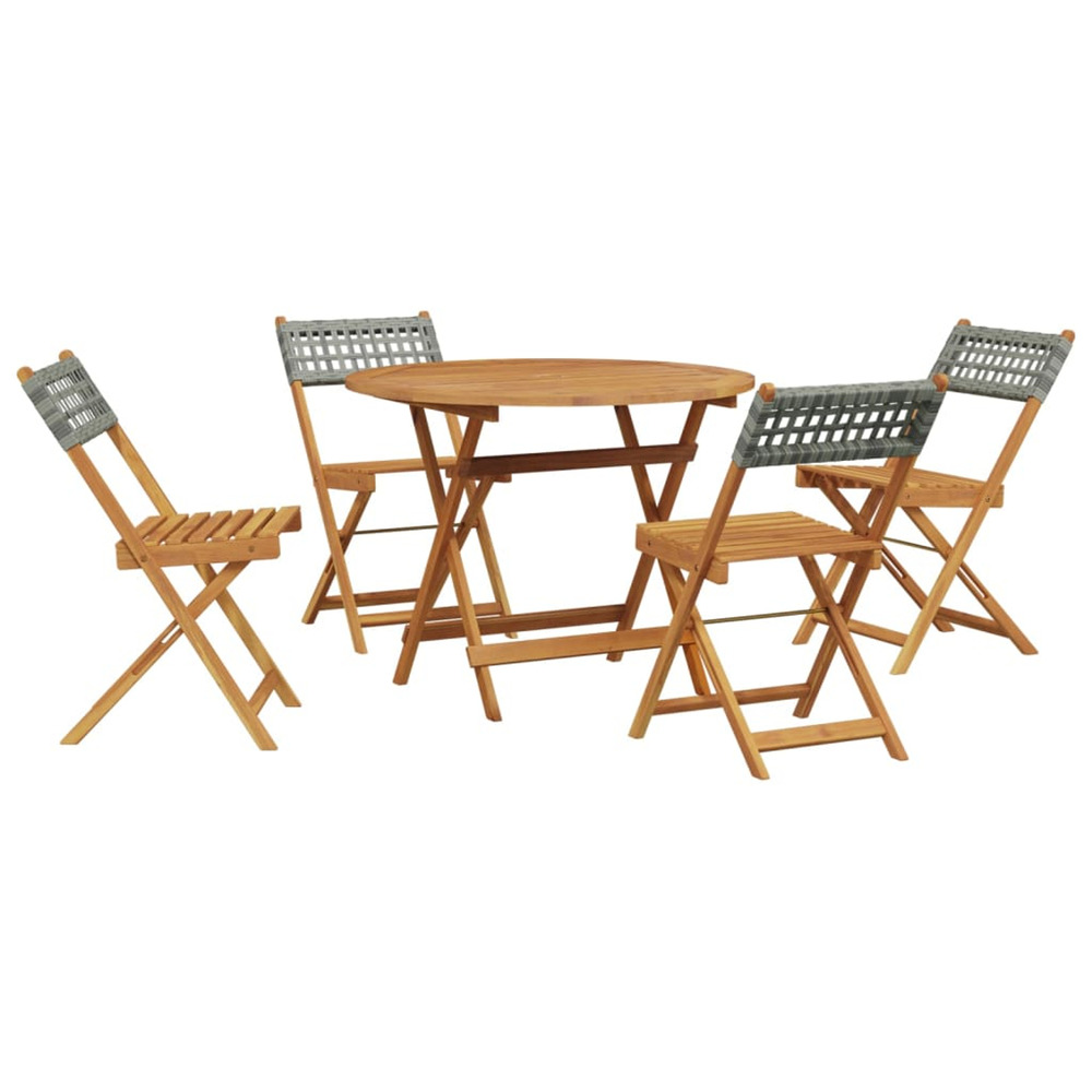 Ensemble à manger de jardin 5 pcs résine tressée et bois massif
