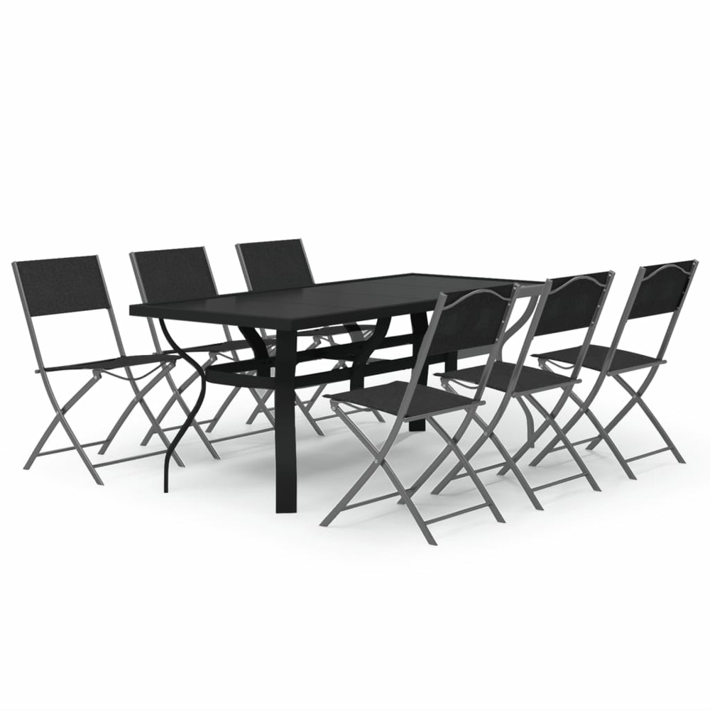 Ensemble à manger de jardin 7 pcs gris et noir