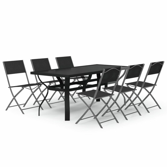 Ensemble à manger de jardin 7 pcs gris et noir