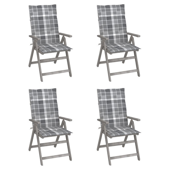 Chaises inclinables de jardin lot de 4 et coussins bois acacia