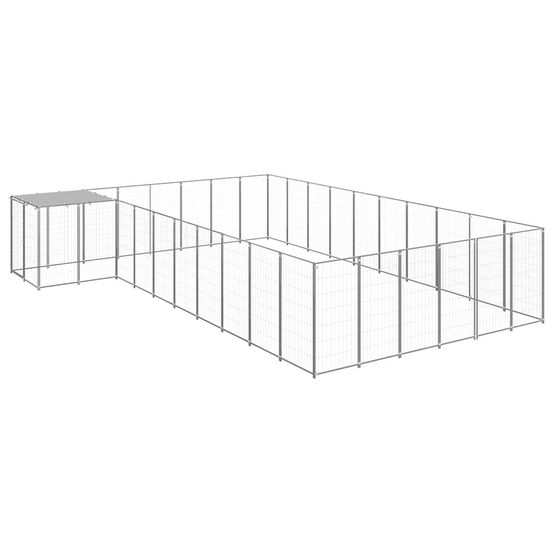 Chenil xxl pour chien en acier extérieur jardin avec toit de protection 19,36 m²