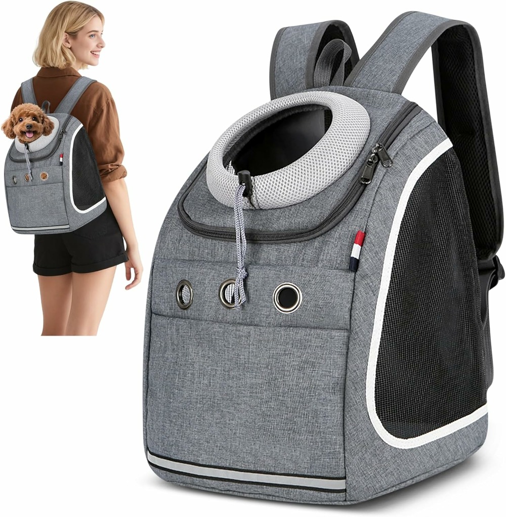 Sac à dos transport confortable et respirant pour animaux gris foncé