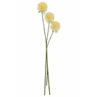 3 fleurs d'allium artificielle sur tige en plastique jaune 66x9x6 cm