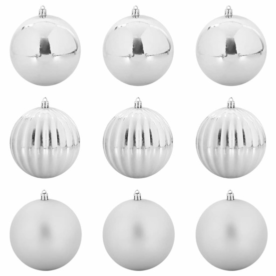 Ensemble de boules de noël 9 pcs argent plastique