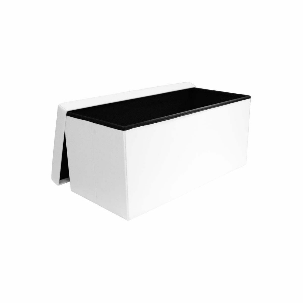 Banc coffre de rangement en polyuréthane zoé blanc