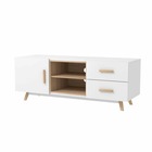 Senja - meuble tv 1 placard 2 tiroirs - design épuré et minimaliste – rangement optimal (étagères et compartiments) - blanc