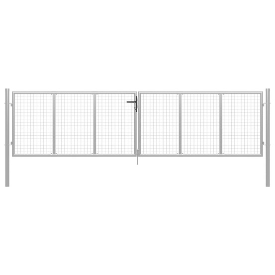 Portail de jardin en acier galvanisé 400 x 100 cm argenté