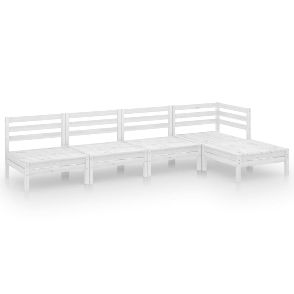 Salon de jardin 5 pcs bois de pin massif blanc