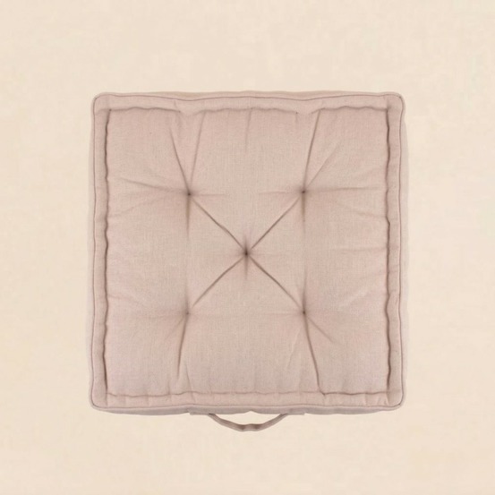 Coussin de sol effet lin déperlant & anti-uv beige 60x60cm