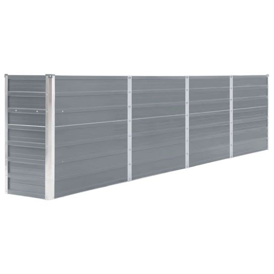 Très grande jardinière surélevée acier galvanisé 320x40x77 cm gris