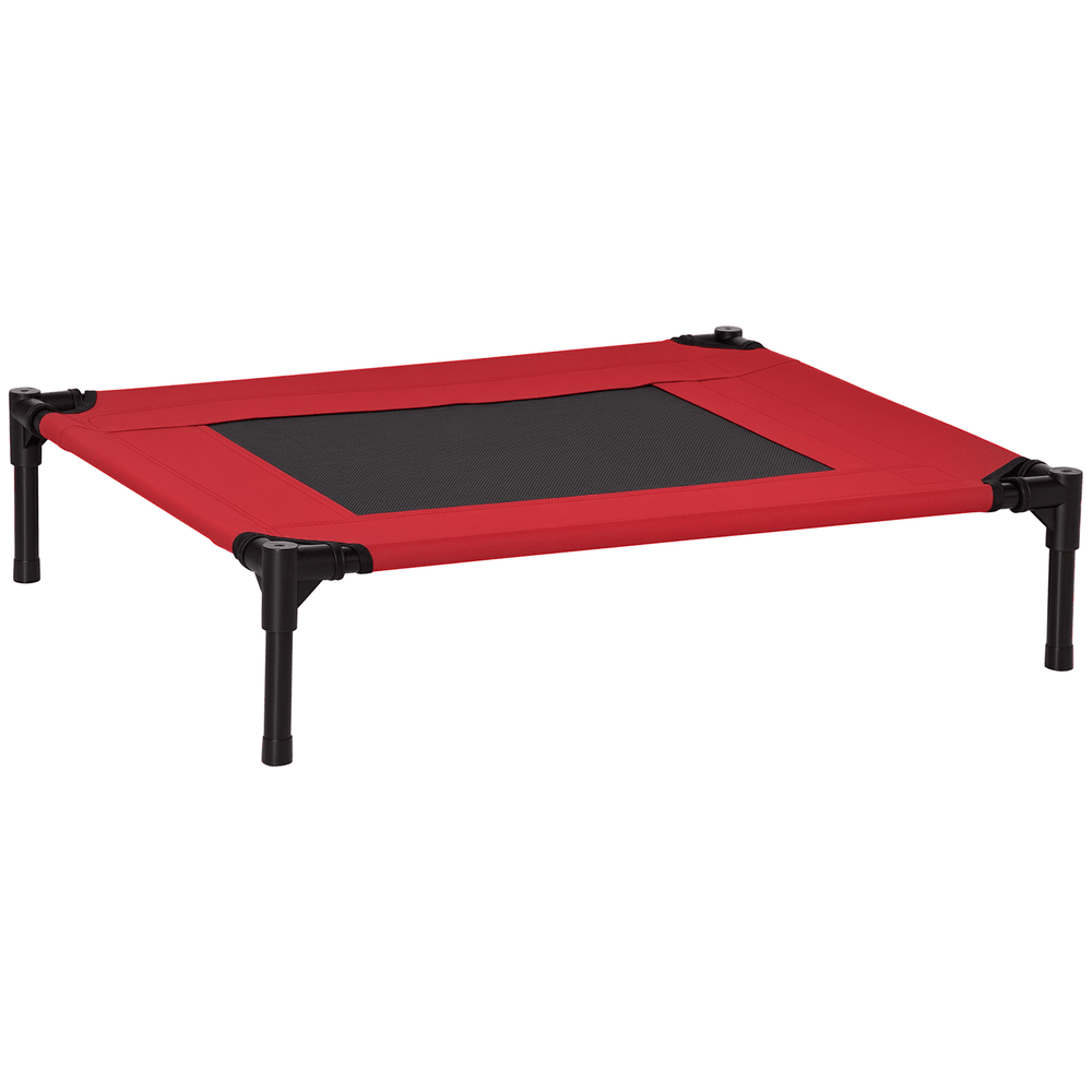 Lit surélevé pour chien et chat oxford 600d 76x61x18 cm rouge intérieur extérieur respirant - comfortxl outdoor living