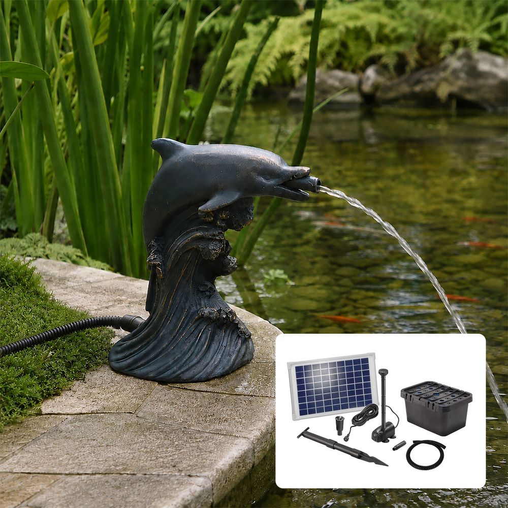 Kit fontaine dauphin avec pompe solaire directe 600l - 10w