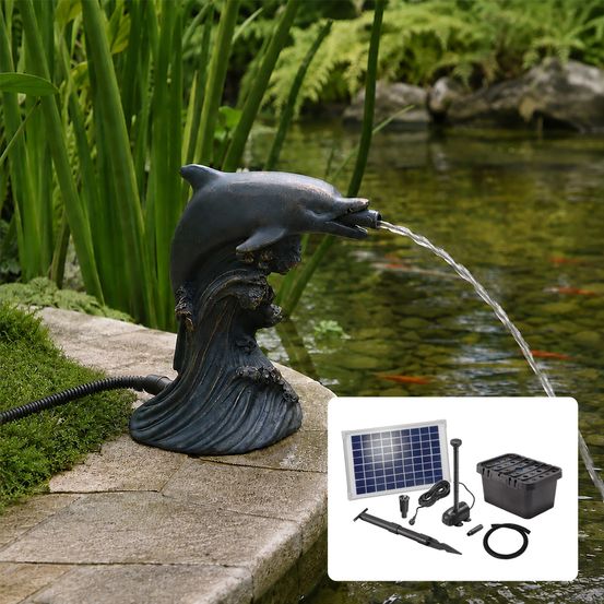 Kit fontaine dauphin avec pompe solaire directe 600l - 10w