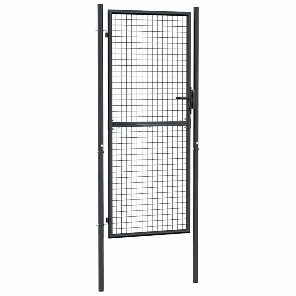 Portail de jardin grillagé en acier galvanisé gris 100 x 200 cm