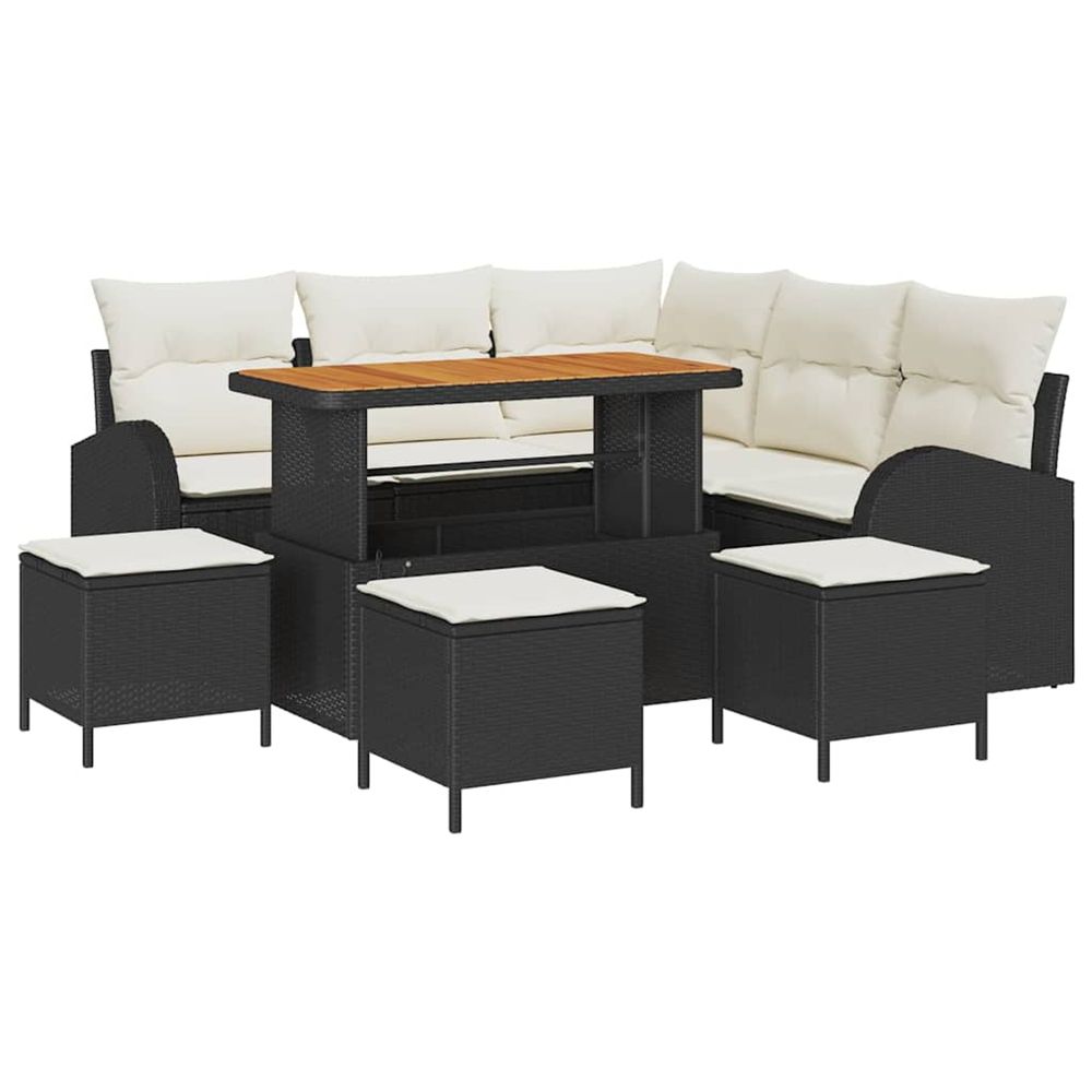 Ensemble de canapé de jardin 9 pc noir polyrotin