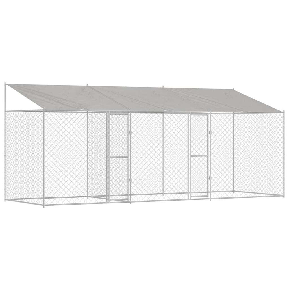 Cage pour chien 3 pcs argenté 600 x 200 x 258 cm acier et pe