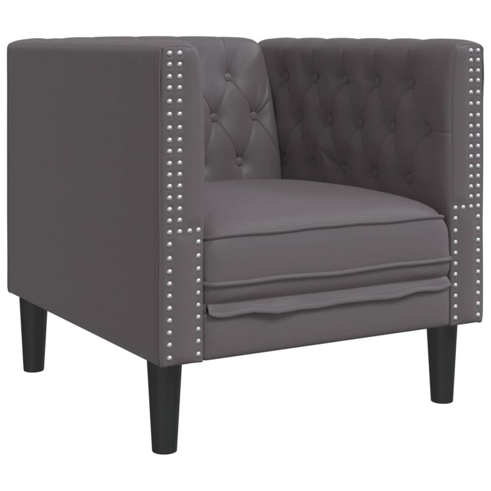 Fauteuil chesterfield gris similicuir