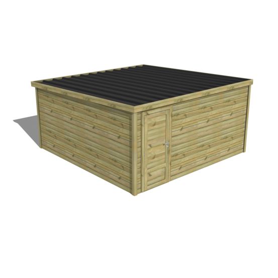 Abri de jardin bois pin traité autoclave 27mm - essentiel - 4,34x4,34m / 19m2 - bac acier - abri français