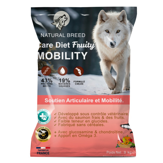 Croquettes pour chien saumon - mobilité & confort articulaire - sans céréales faibles en glucides - care diet fruity - 9 kg