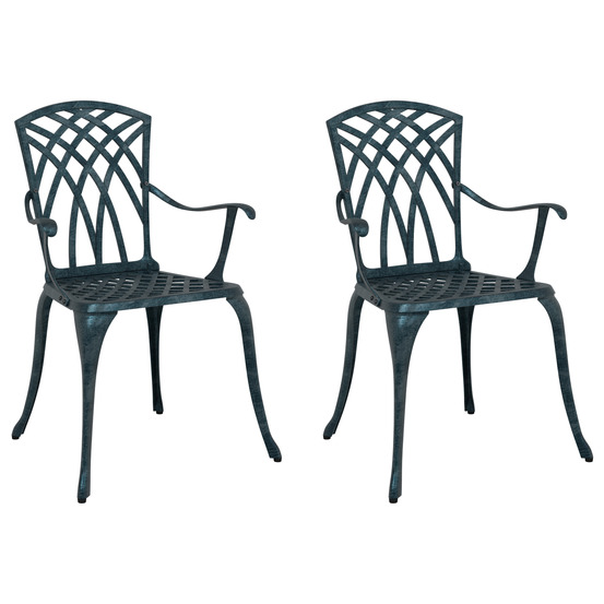 Chaises de jardin 2 pcs vert en aluminium moulé