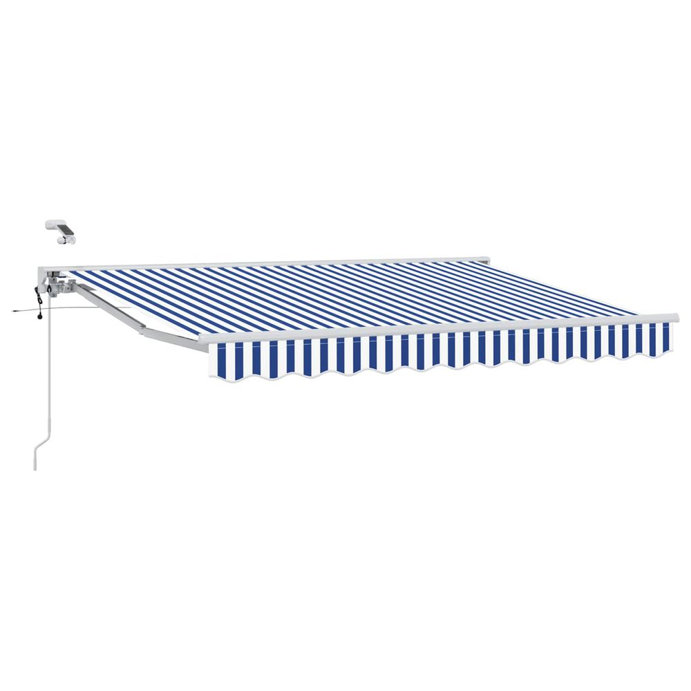 Auvent rétractable électrique bleu et blanc 3,5 x 2 m