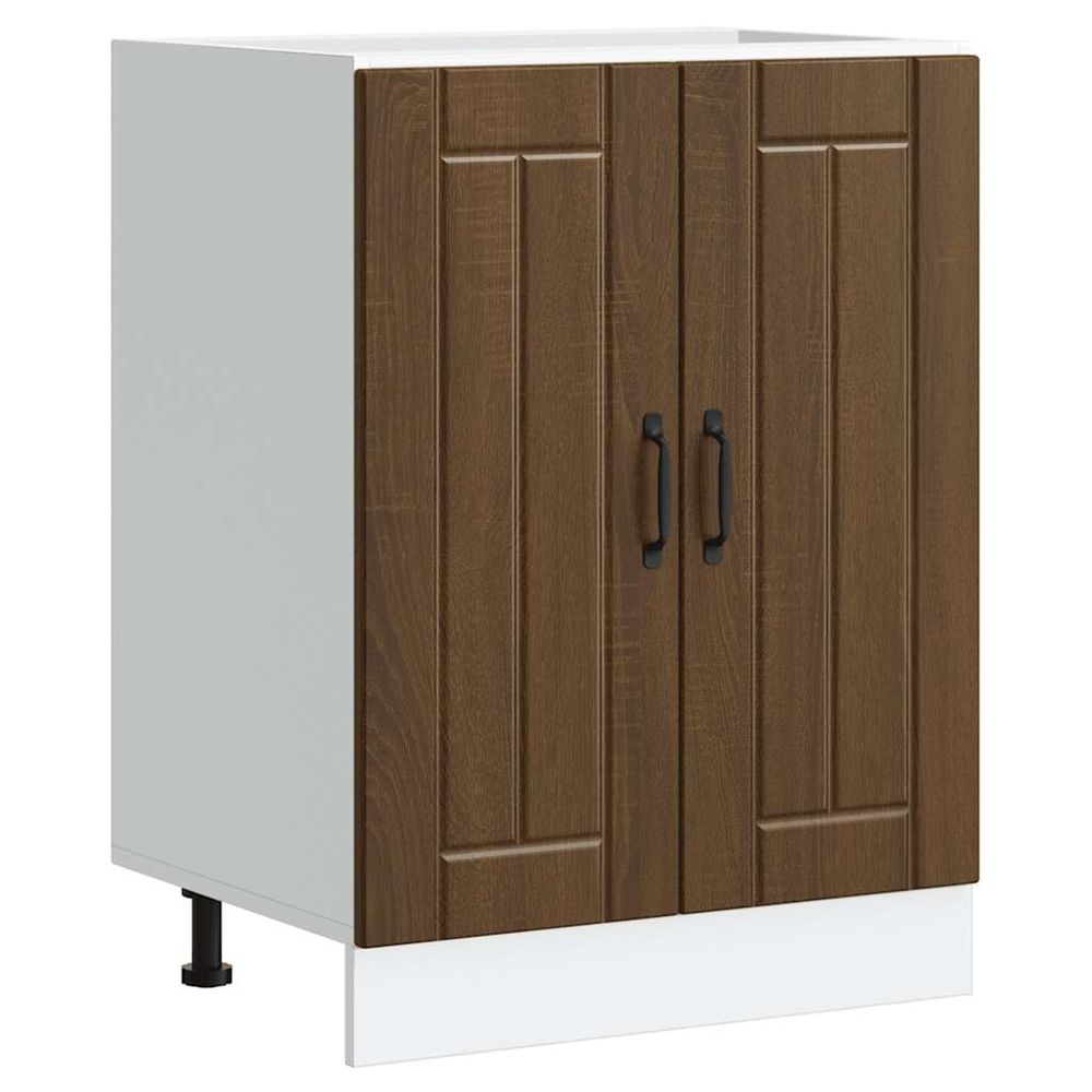 Meuble de base de lavabo lucca chêne marron bois d'ingénierie