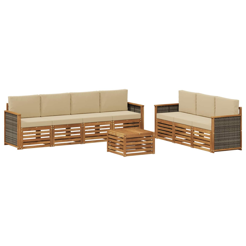 Ensembles de canapés avec coussin 8 pcs bois d'acacia massif