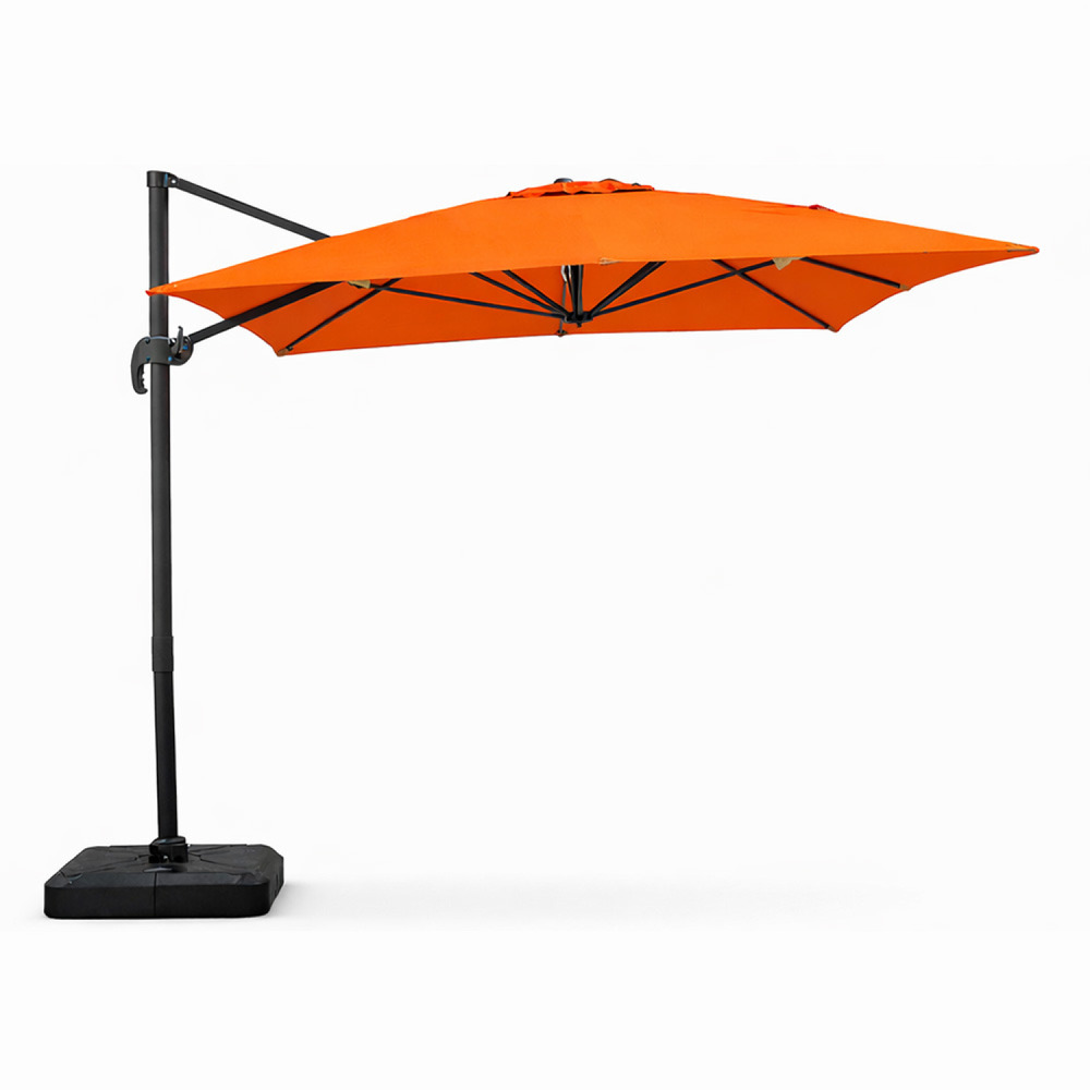 Parasol rectangulaire 3x4m déporté rotatif orange en aluminium cesare